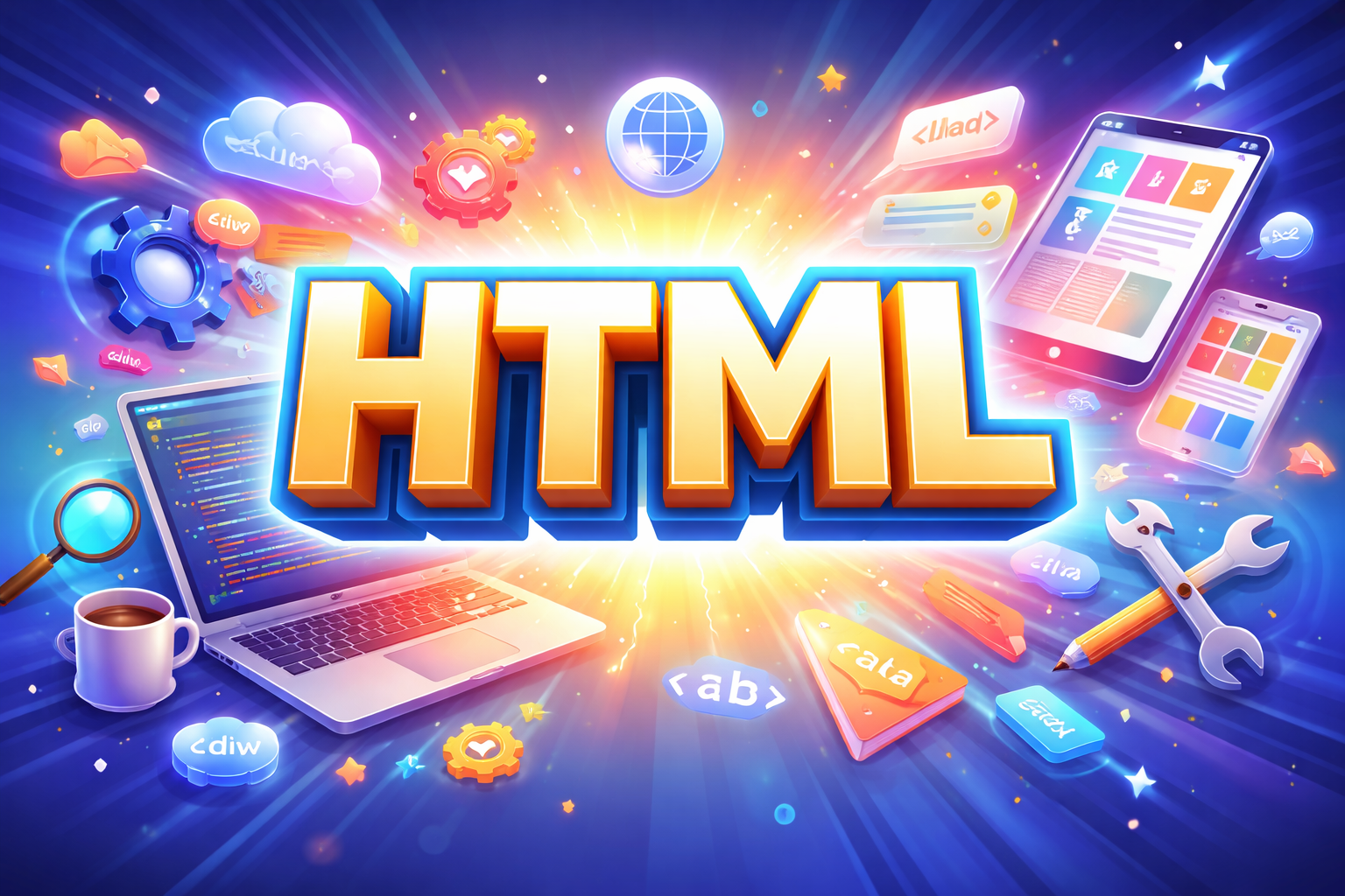 HTML tools and tech icons